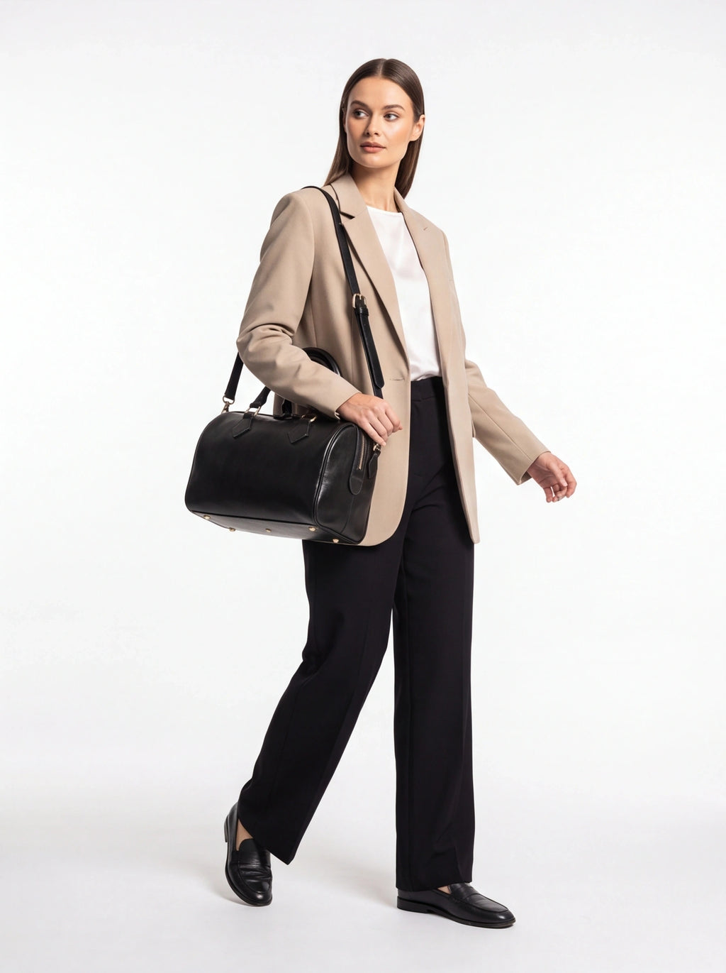 Leather Top Handle Bag Black | Old Angler