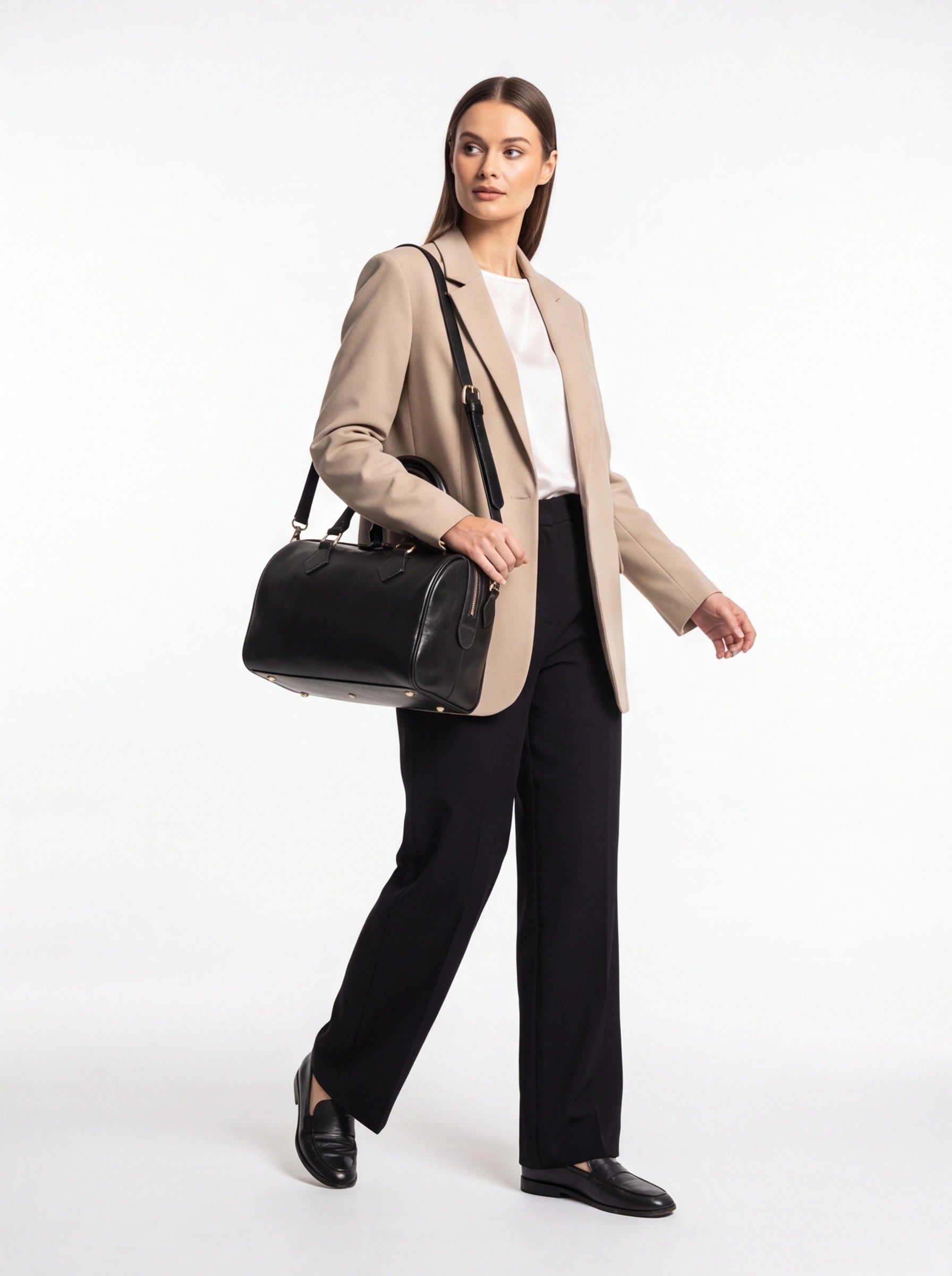 Leather Top Handle Bag Black | Old Angler