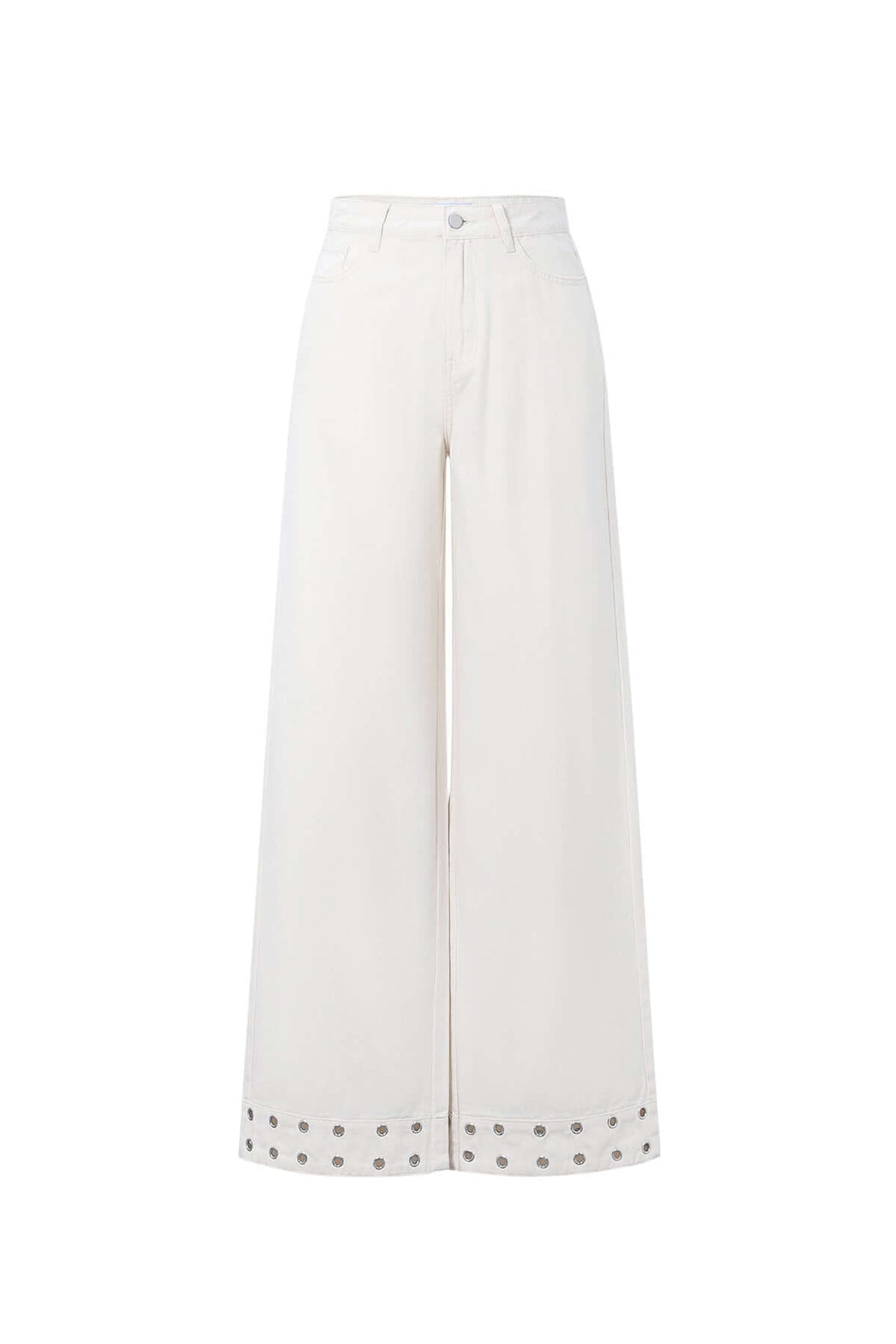 Jeans con occhielli