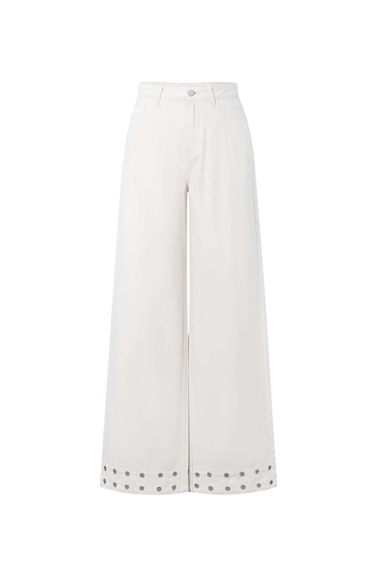 Jeans con occhielli