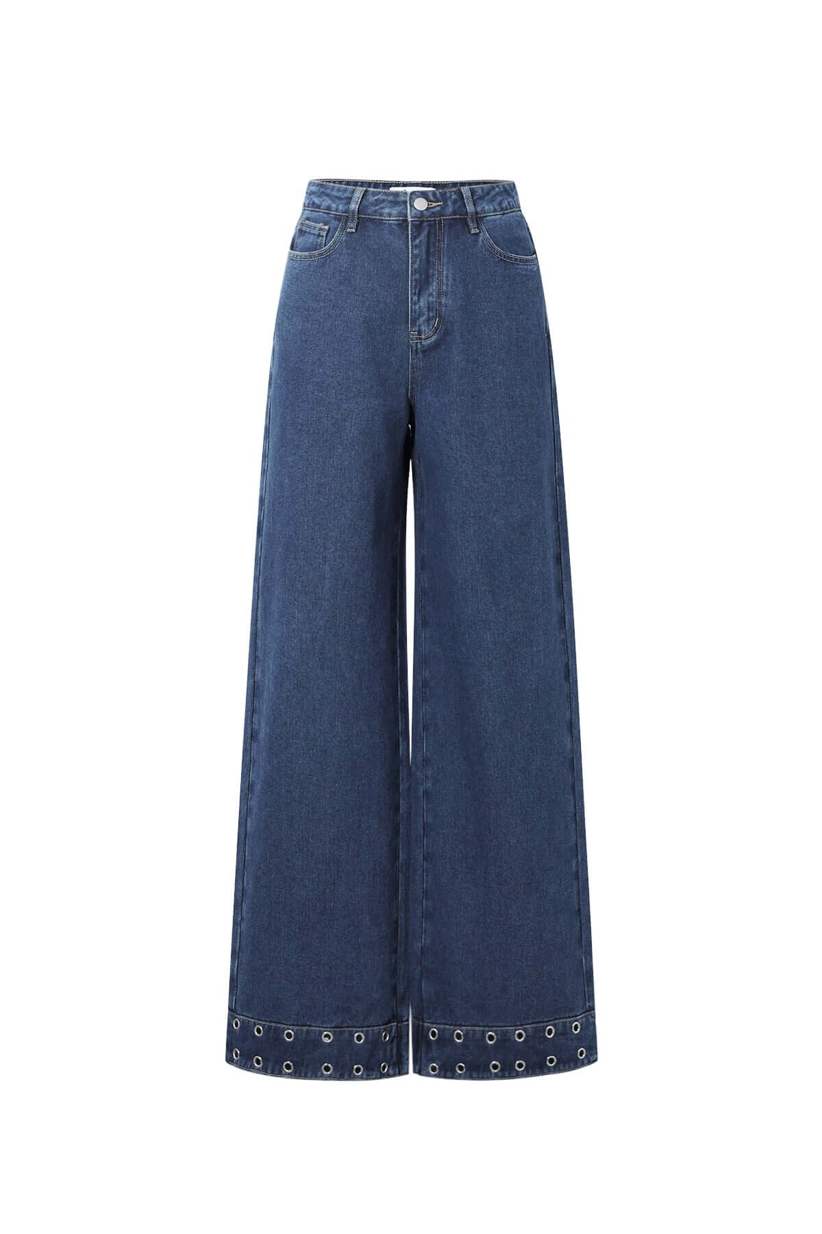 Jeans con occhielli
