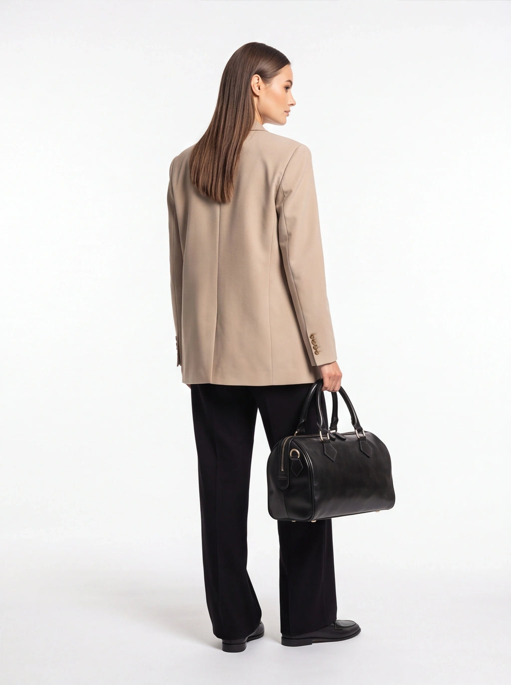 Leather Top Handle Bag Black | Old Angler