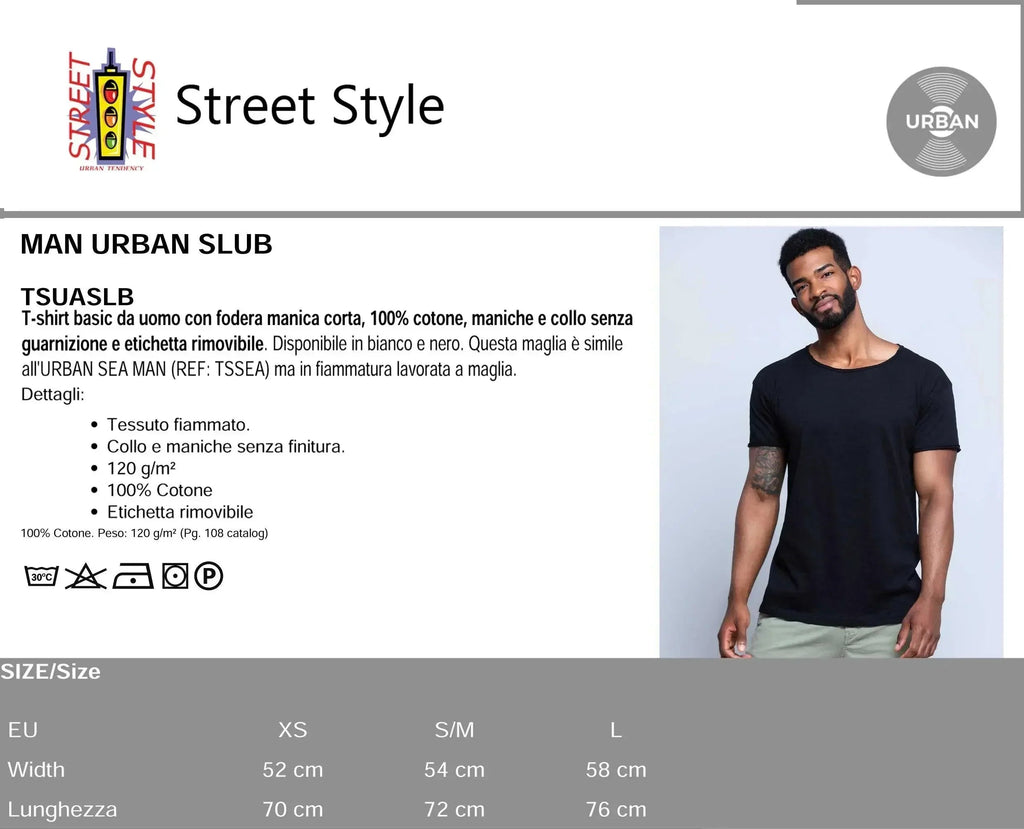 T-shirt uomo cotone fiammato di Einstein, modello urban slub, maniche corte e senza etichetta, 100% cotone.