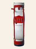 Old Angler Handmade Red and White Selective R&B Leather Golf Bag