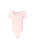Body Donna rosa chiaro a maniche corte, scollo rotondo