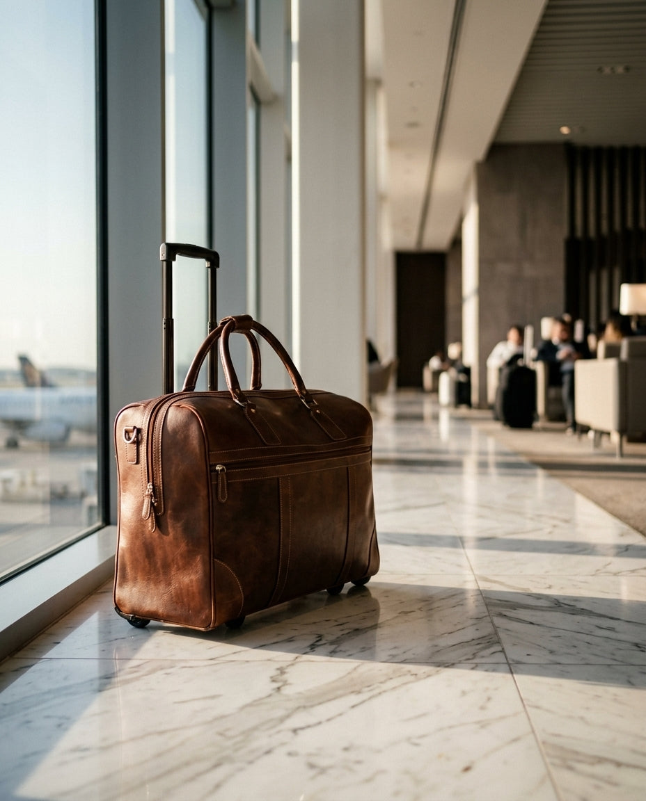 Leather trolley travel bag — Luxury Terminal Lifestyle | Generated by Modelize