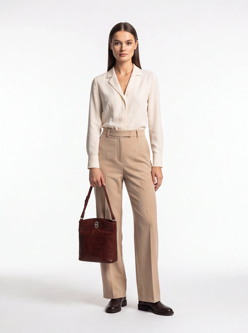 Leather bucket bag - Mahogany