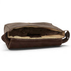 Borsa messenger in pelle marrone scuro con interno a vista e tasca interna