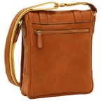 Borsa messenger in pelle conciata al vegetale cuoio, tasca frontale con zip