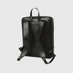 Zaino in pelle nera con spallacci imbottiti e fascia trolley