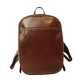 Zaino in pelle marrone con zip frontale e manico superiore