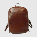 Zaino in pelle di vitello marrone con tasca frontale con zip