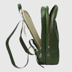Zaino in pelle verde con cerniere laterali e tracolla