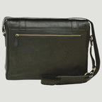 Borsa messenger nera in pelle con zip centrale e tracolla laterale