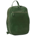 Zaino in pelle verde con tasca frontale con zip e maniglia superiore