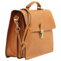 Borsa porta PC in pelle marrone Old Angler Firenze, fibbia e tracolla in cuoio