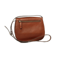 Borsa a tracolla in pelle marrone Teak, chiusura a pattina e tracolla