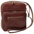 Borsa messenger in pelle marrone con chiusura zip e tracolla regolabile