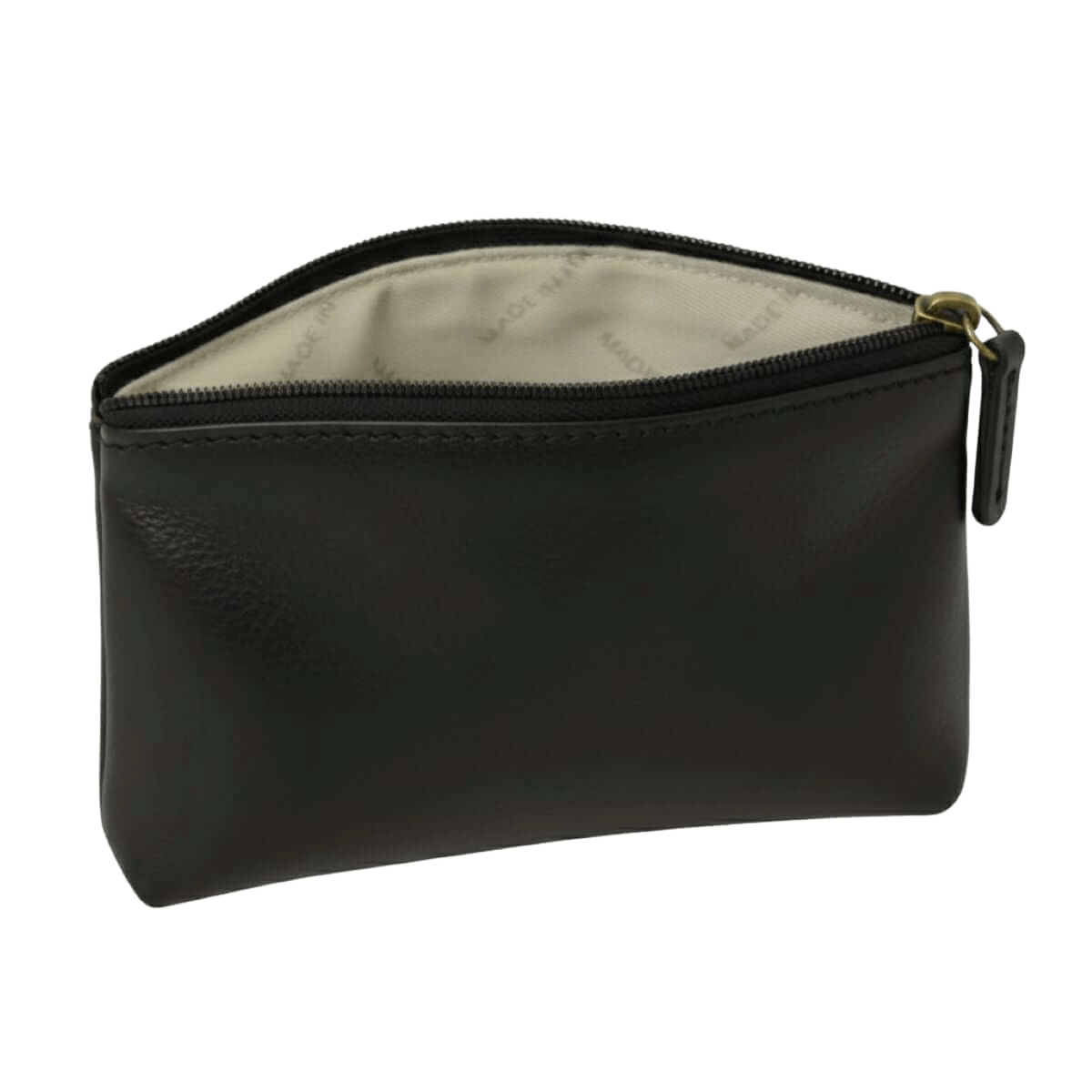Astuccio beauty in vacchetta nera con zip e maniglia ad anello