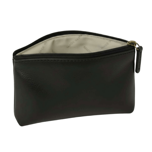 Astuccio beauty in vacchetta nera con zip e maniglia ad anello