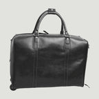 Borsone da viaggio in pelle pieno fiore nero con manici superiori e tasche con zip