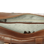 Cartella in pelle castagna Old Angler, interno con zip e fodera chiara