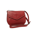 Borsa a tracolla rossa in pelle con patta e tracolla regolabile