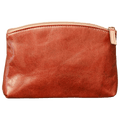 Beauty case in pelle marrone con chiusura zip superiore