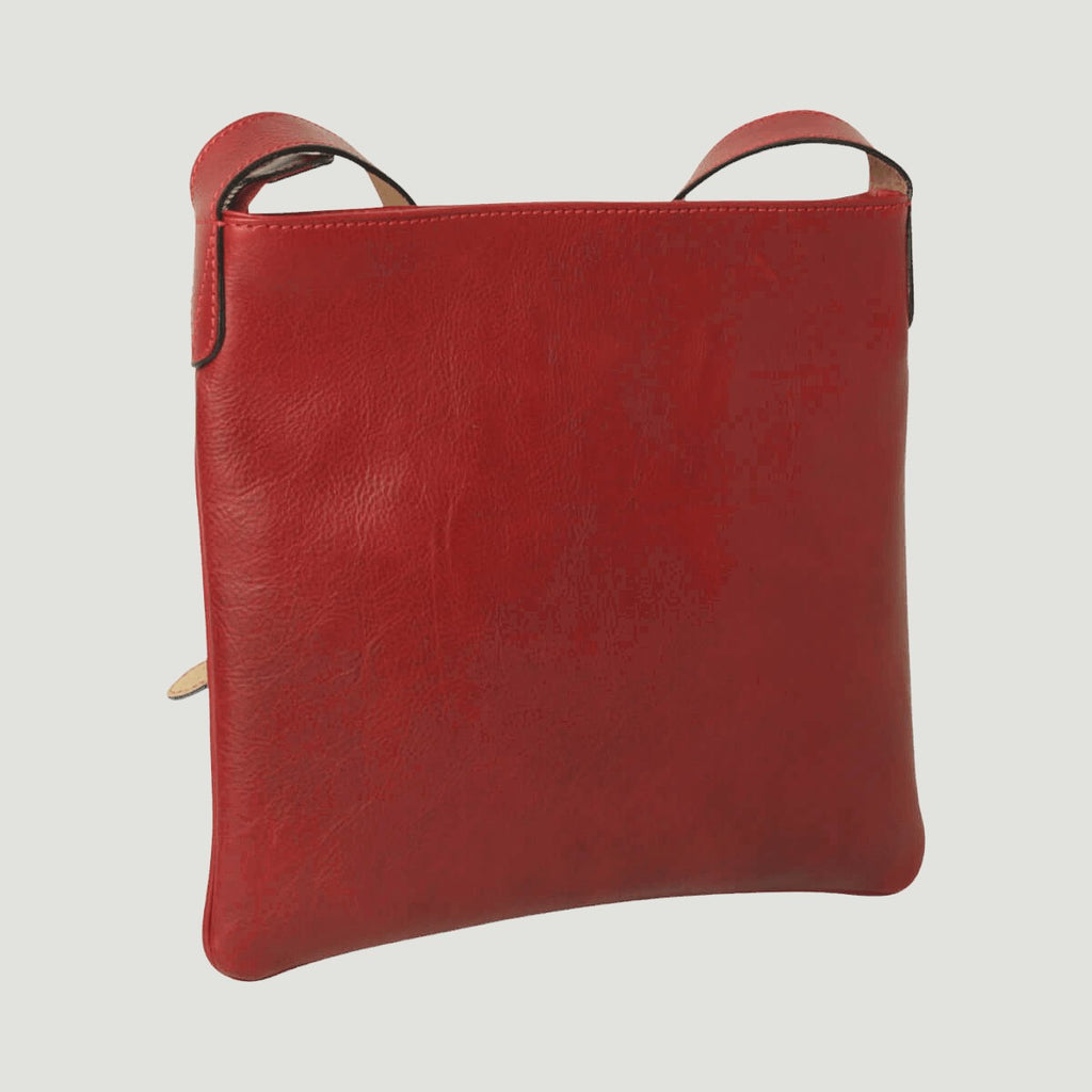 Borsa a tracolla in pelle rossa grande, rettangolare con manico superiore