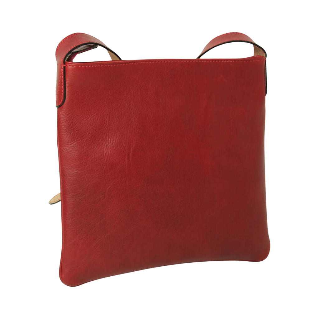 Borsa a tracolla rossa in pelle con manici ad anello