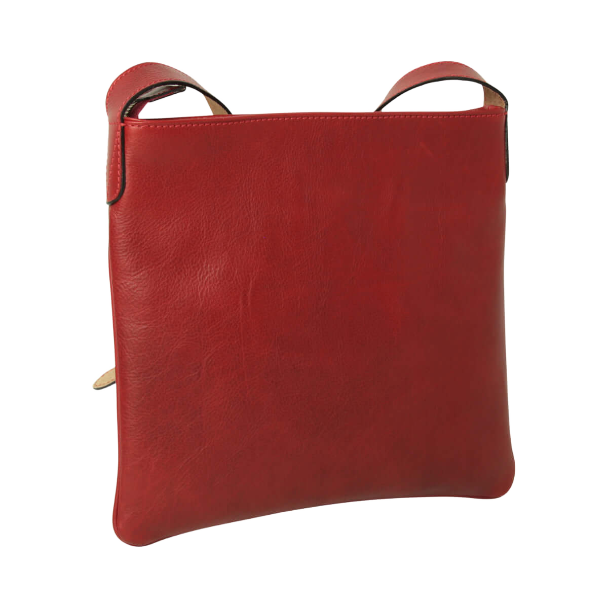 Borsa a tracolla rossa in pelle con manici ad anello