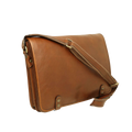 Borsa messenger in vitello castagna con tracolla e chiusura a bottone