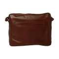 Borsa messenger in pelle marrone con tasca frontale rettangolare