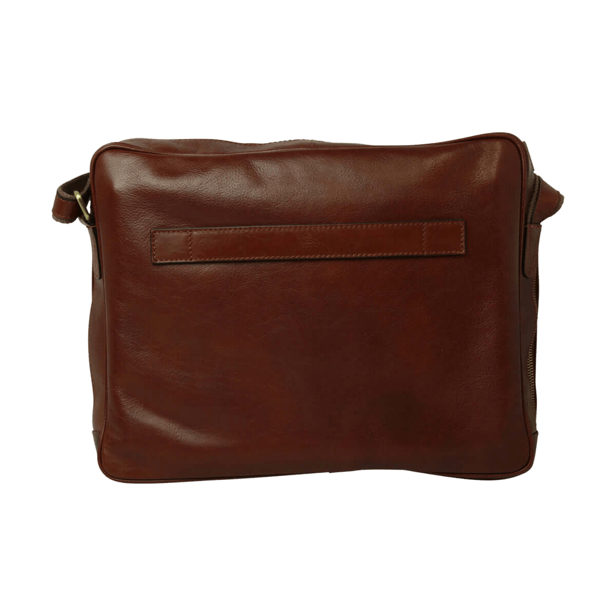 Borsa messenger in pelle marrone con tasca frontale rettangolare