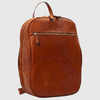 Zaino in pelle marrone Teak con tasca frontale con zip e manico superiore