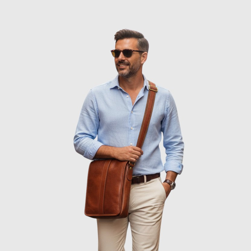 Sacoche homme en cuir marron
