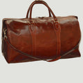 Borsa da viaggio weekend marrone in similpelle, manici e tracolla
