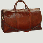 Borsa da viaggio weekend marrone in similpelle, manici e tracolla