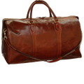 Borsa da viaggio weekend marrone in pelle, manici superiori e tracolla laterale