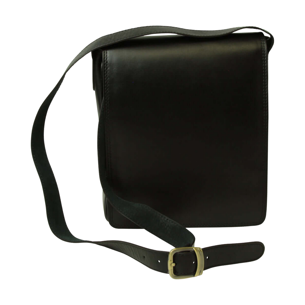 Borsa in pelle nera per I-Pad con pattina e tracolla regolabile