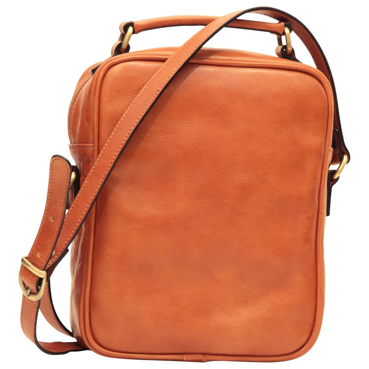 Borsa a tracolla in pelle marrone Coloniale vista posteriore con tracolla