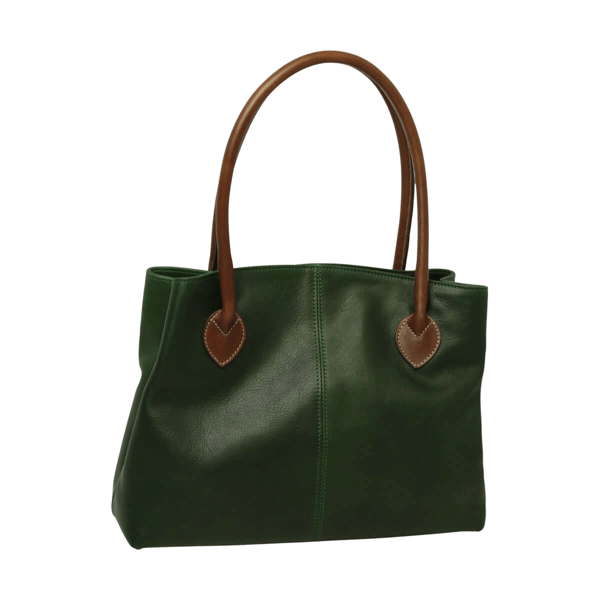Borsa donna in pelle verde bicolore con due manici e tasche laterali Old Angler.