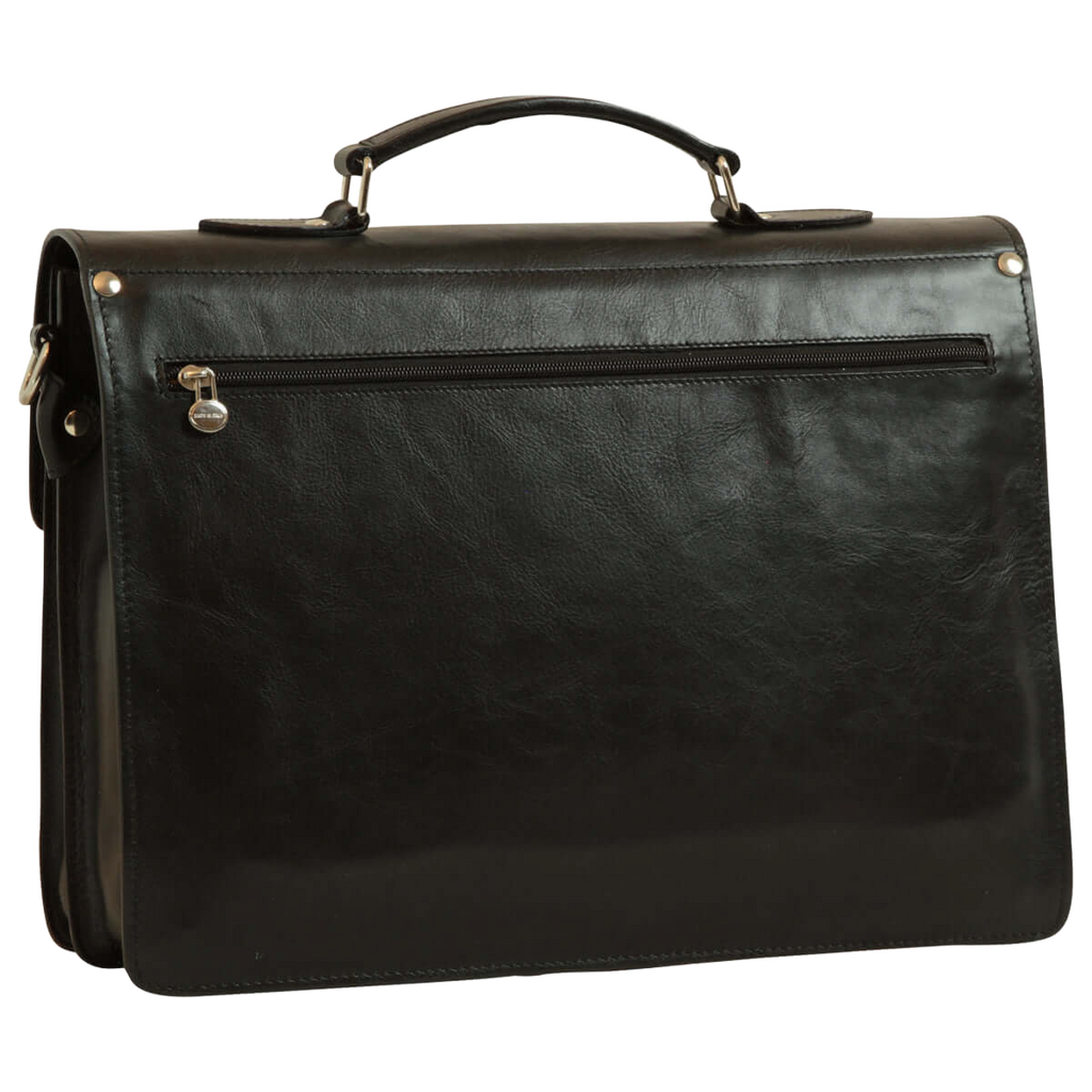 Cartella porta PC in pelle uomo nera con maniglia e zip anteriore