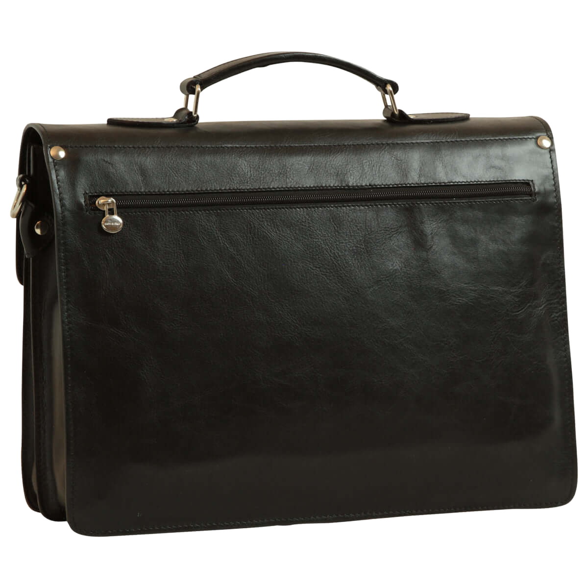 Cartella porta PC in pelle uomo nera con maniglia e zip anteriore