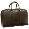 Borsone da viaggio in pelle scura Old Angler con manici e tasca frontale