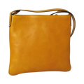 Borsa a tracolla giallo ocra in pelle con tracolla e cuciture