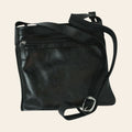 Borsa a tracolla grande in pelle nera con zip e tracolla regolabile