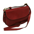 Borsa a tracolla in vitello pieno fiore rossa con patta e tracolla