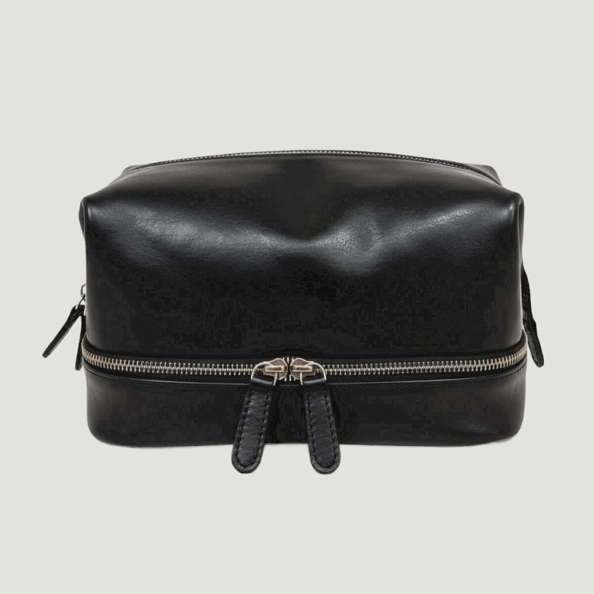 Beauty case nero con doppio scomparto e chiusura lampo frontale