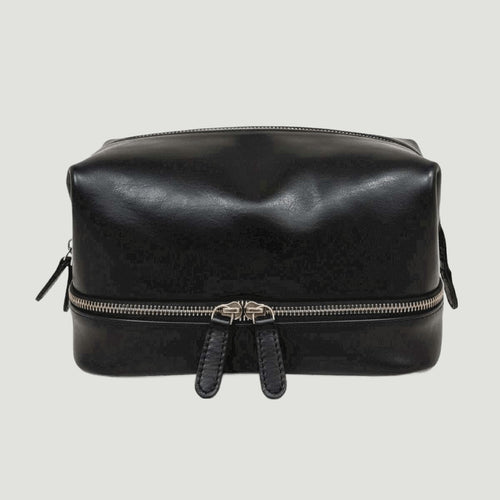 Beauty case nero con doppio scomparto e chiusura lampo frontale
